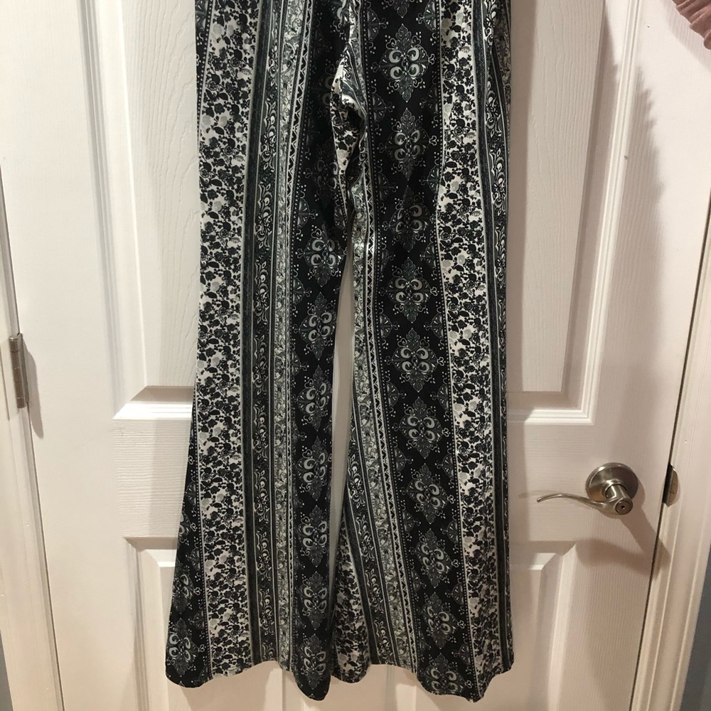 Black & White Printed Soft Flare Pants